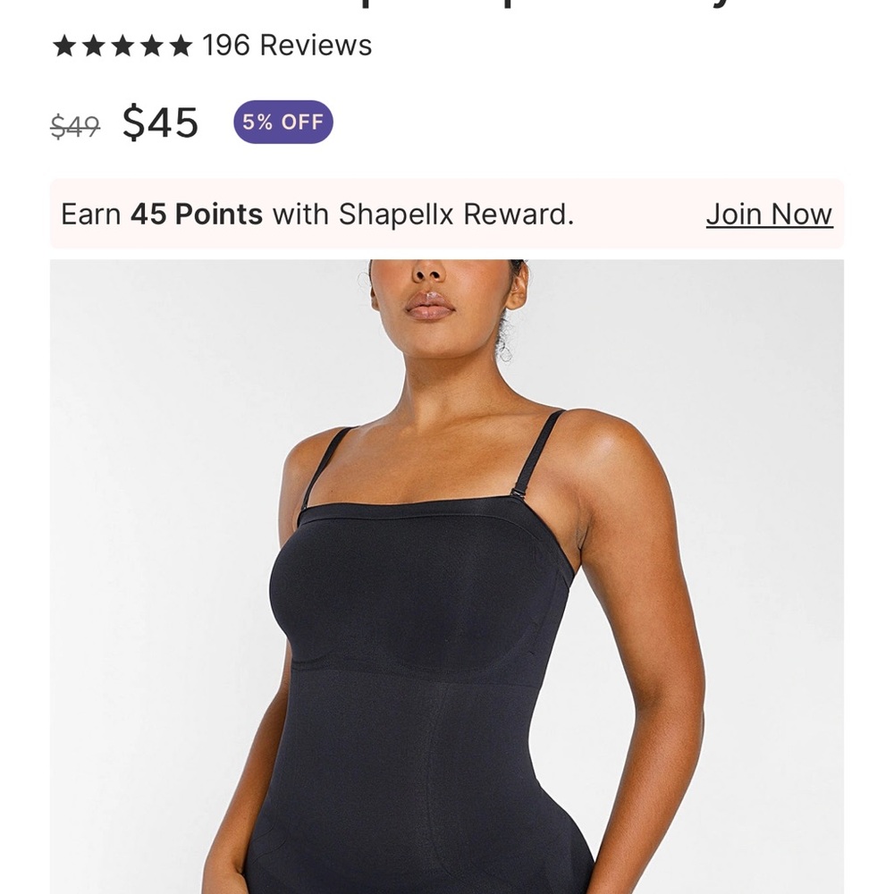 Black Shapewear Bodysuit with Square Neckline